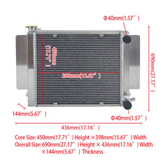 01Wolrey Aluminum Radiator Fits Mazda RX2 RX3 RX4 RX5 RX7 with heater pipe Manual