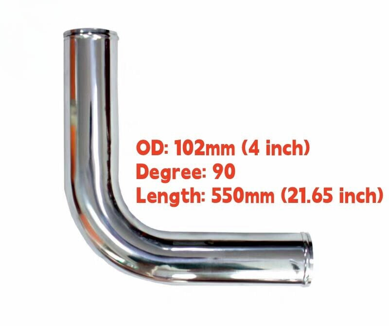 102MM 90 Degree Elbow Aluminum Turbo Intercooler Pipe Piping Tubing L=550MM