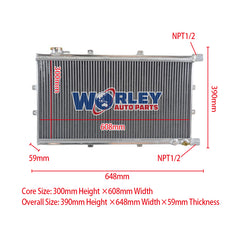 126"×12" Aluminum Universal Radiator Heat Exchanger Water to Air Intercooler+ Cap