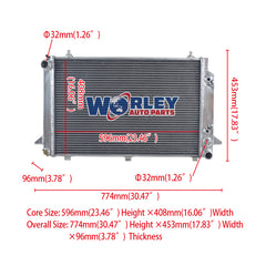 1Wolrey Aluminum Radiator FOR Audi 80 & Coupe 1991-1996, Cabriolet 1992-2000 2.6L/ 2.8L Kühler