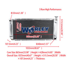 1Wolrey Aluminum Radiator Fit 1994-1999 Chevy/GMC C/K 1500 2500 3500 5.7L 7.4L V8 AT 1995 1996 1997 1998