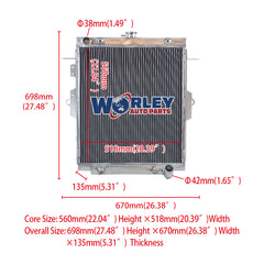 1Wolrey Aluminum Radiator Fit Toyota Landcruiser HDJ78 HDJ79 HZJ78 HZJ79 1HZ 4.2L