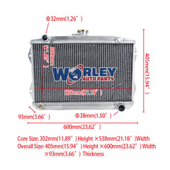 1Wolrey Aluminum Radiator Fits 1965-1968 Sunbeam Alpine Series V 1.7L I4 1967 66 MT