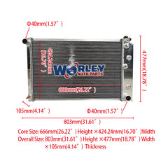 1Wolrey Aluminum Radiator Fits 1970-1981 Chevy Camaro/1975-1979 Nova/1968-1973 Chevelle El Camino
