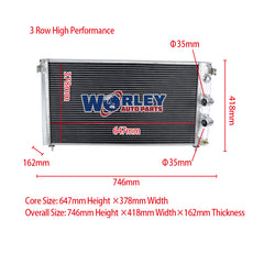 1Wolrey Aluminum Radiator Fits 1974-1989 De Tomaso Pantera V8 5.8L MT 1975 1976 1977 1978