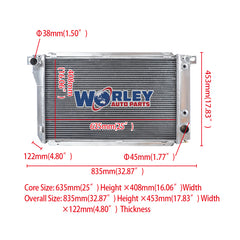 1Wolrey Aluminum Radiator Fits 1984-1996 FORD FALCON UTE XG XH 4.0L 6CYL AT/MT 1985 1986 1987 1988 1989