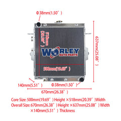 1Wolrey Aluminum Radiator Fits 1990-2001 Toyota Land Cruiser 75Series HZJ79 AT 1991 1992 1993 1994 1995 1996 1997 1998 1999