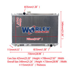 1Wolrey Aluminum Radiator Fits 1999-2003 2000 2001 2002 Toyota Crown 2.5 1JZ-GTE JZS171