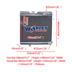 1Wolrey Aluminum Radiator Fits ALFA ROMEO GT 1972-1977 1973 1974 1975 1976 Manual