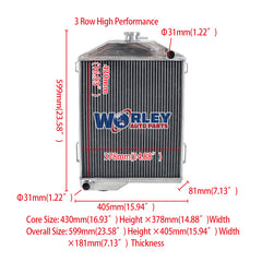 1Wolrey Aluminum Radiator Fits Austin Healey 100-6 1956-1960 1959 1958 1957
