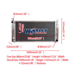 1Wolrey Aluminum Radiator Fits Chevrolet Silverado 1500 2500 3500 4.8L 5.3L 6.0L V8