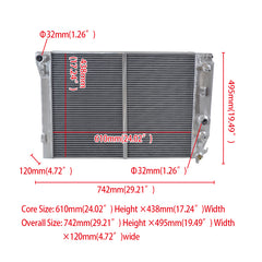 1Wolrey Aluminum Radiator Fits Chevy Corvette Z06 C5 350 5.7L V8 1997-2004 1998 1999 2000 2001 2002 2003 AT
