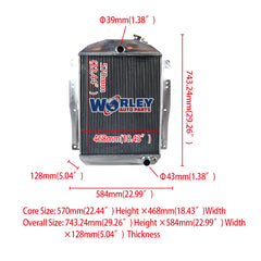 1Wolrey Aluminum Radiator Fits Chevy/GMC pickup/truck W/Small Block 350 V8 1937-1938 MT