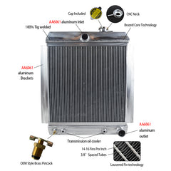 1Wolrey Aluminum Radiator Fits Chevy Truck Pick UP 1948-1954 1950 1951 1952 1953