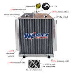 1Wolrey Aluminum Radiator Fits FORD CAR FLATHEAD V8 1949-1953 1950 1951 1952 MT