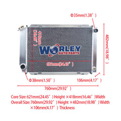 1Wolrey Aluminum Radiator Fits FORD MUSTANG MANUAL MT 1979-1993 1980 1981 1982 1983 1984