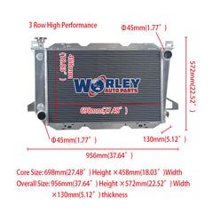 1Wolrey Aluminum Radiator Fits Ford F100 F150 F250 F350 Bronco V8 Auto 1983-1997 1984 1985 1986