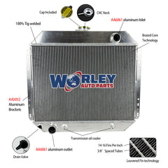 1Wolrey Aluminum Radiator Fits Ford F100 F250 F350 V8 1967-1981 1968 1969 1970 1971 1972 1973 1974 1975