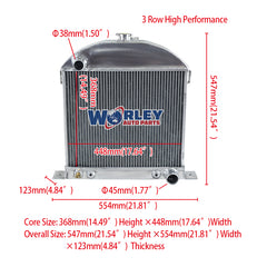 1Wolrey Aluminum Radiator Fits Ford model A chopped w/Chevy engine 1928-1931 1929 1930
