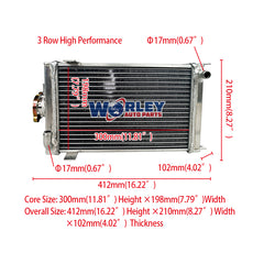 1Wolrey Aluminum Radiator Fits GAS SHIFTER KART/GO KART