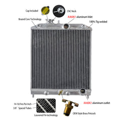1Wolrey Aluminum Radiator Fits Honda Civic EK EG 1992-2000 MT with 32mm in/out