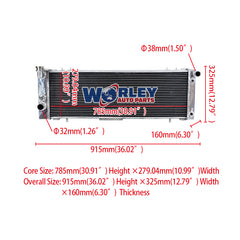 1Wolrey Aluminum Radiator Fits Jeep Cherokee XJ 4.0L Right Hand Drive 1994-2001 AT 1995 1996 1997 1998 1999