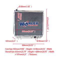1Wolrey Aluminum Radiator Fits Jeep GRAND CHEROKEE WJ WG 3.1 turbo diesel 1999-2005 AT 2000 2001 2002 2003 2004