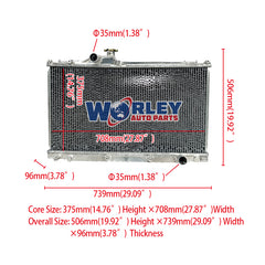 1Wolrey Aluminum Radiator Fits LEXUS IS200 / IS300 2.0 / 3.0 Manual 1999 -2005 2000 2001 2002 2003 2004