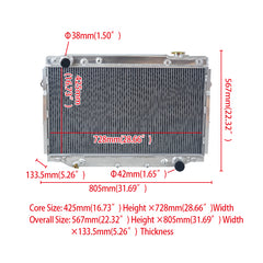 1Wolrey Aluminum Radiator Fits Land cruiser 80 Series FZJ80 4.5 L6 1992-1998 petrol 1993 1994 1995 1996 1997
