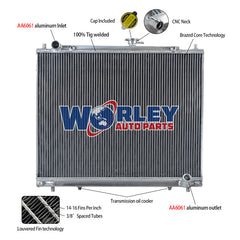1Wolrey Aluminum Radiator Fits Mitsubishi PAJERO III (Wagon); PAJERO IV; MONTERO 3.2 DI-D /TD 4WD 1999-2007 2000 2001 2002 2003 2004 2005 2006