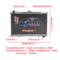 1Wolrey Aluminum Radiator Fits Nissan Silvia S13 SR20DET 1989-1994 1990 1991 1992 1993