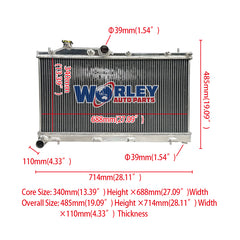 1Wolrey Aluminum Radiator Fits Subaru Impreza WRX STI & Legacy 2.0L 2.5L MT 2008-2018 2009 2010 2011 2012 2013 2014 2015 2016 2017