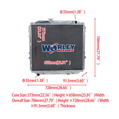 1Wolrey Aluminum Radiator Fits TOYOTA 4RUNNER 2.7 L4 3.4 V6 6CYL 1996-2002 1997 1998 1999