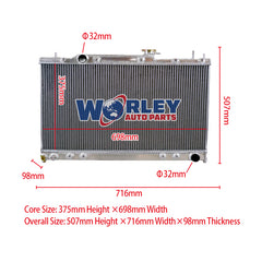 1Wolrey Aluminum Radiator Fits Toyota Caldina 2.0 ST246 3S-GTE 2002-2007 manual 2003 2004 2005 2006
