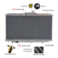 1Wolrey Aluminum Radiator Fits Toyota Corolla AE90 AE92 AE94 1989-1994 1990 1991 1992 1993