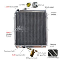1Wolrey Aluminum Radiator Fits Toyota Hilux KZN165R 3.0LTR Turbo Diesel AT/MT 1997-2005