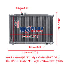 1Wolrey Aluminum Radiator Fits Toyota Mark 2 Chaser JZX100 2.5 1JZ-GTE 1996-2001 1997 1998 1999 2000 MT