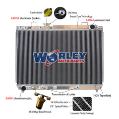 1Wolrey Aluminum Radiator Fits Toyota Townace SBV KR42/43R/SPACIA SR40 VAN 1995-2001 1996 1997 1998 1999 2000