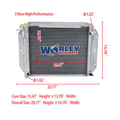 1Wolrey Aluminum Radiator for 1955-1962 MG MGA 1500 1600 1622 DE LUXE MT