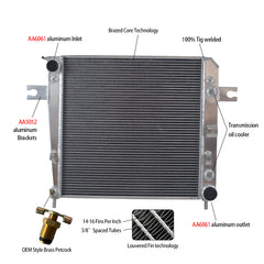 1Wolrey Aluminum Radiator for Jeep Cherokee Liberty KJ 3.7L V6 AT 2001-2008 2002 2003 2004 2005 2006 2007
