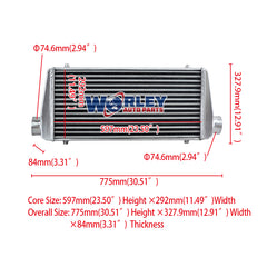 1Wolrey Front Mount Intercooler 600 x 300 x 76mm Core Universal 3" Inch In/Outlet