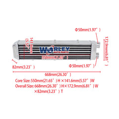 1Wolrey Universal Turbo Aluminum Intercooler 2" Delta Fin SAME SIDE OUTS 550x140x70mm