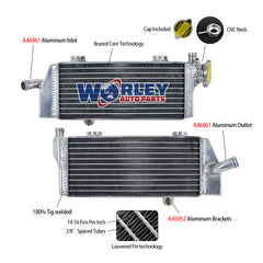 1Worley Aluminum Alloy Radiator KTM 250/350/450/505 EXC/SXF/SX-F/XC-F/XCF SMR 2008-2015 2009 2010 2011 2012 2013 2014