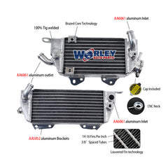 1Worley Aluminum Radiator For Kawasaki KLX 300R KLX300 KLX300R 1997-2007 1998 1999 2000 2001 2002 2003 2004 2005 2006