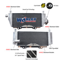 1Worley Aluminum Radiator For Kawasaki KX 250/KX250 2-stroke 2005-2007 2006