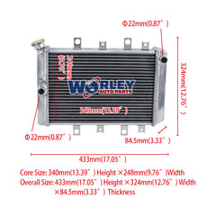 1Worley Aluminum Radiator For YAMAHA 4WD/EPS GRIZZLY 700/550/500 2007-2011 2008 2009 2010