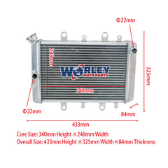 1Worley Aluminum Radiator For YAMAHA GRIZZLY KODIAK 700 YFM700 2015-2023 2016 2017 2018 2019 2000 2001