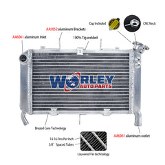 1Worley Aluminum Radiator For Yamaha FZ6 FZ6N FZ 6 N FZ6-N 2007 2008 2009 09 08 07