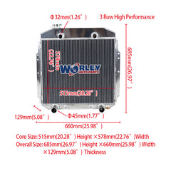 2Wolrey Aluminum Radiator Fit 1953-1956 1954 Ford F100 F250 F350 Truck V8 Flathead AT