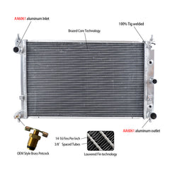 2Wolrey Aluminum Radiator For Ford Falcon XR6 XR8 BA BF Turbo V8 AT MT 02-08